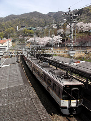 桜との組み合わせも見納めに（9028編成）
石切にて
